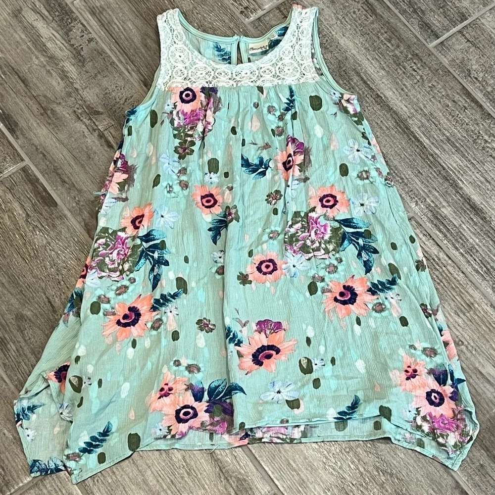 Mudd Floral Dress Lace Trim Sleeveless Casual Summer Dress Girls Size 7/8‎